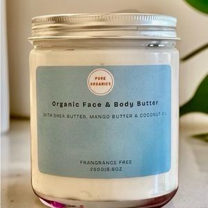Fragrance free Organic Face & Body Cream, With Shea Butter and Coconut Oil, 100%